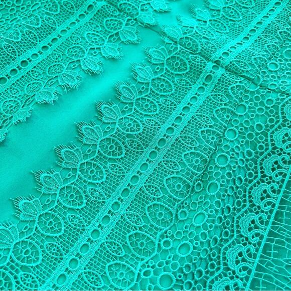 Antonio Melani Crochet Lace Sheath Dress Womens Size 10 Green Short Sleeve - Picture 5 of 14